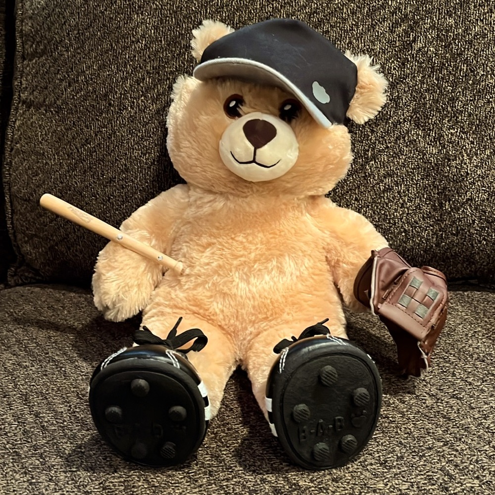 Build-A-Bear with baseball accessories